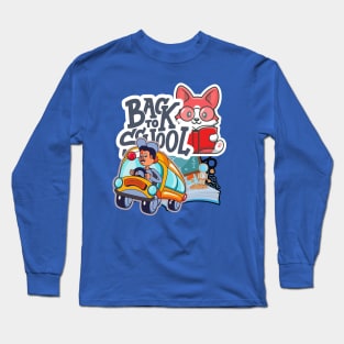 Back To School, Rabbit, Bus, and Books, funny Long Sleeve T-Shirt